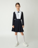 Синяя блузка с жабо Gulliver, школьная форма для девочек  фото, kupilegko.ru